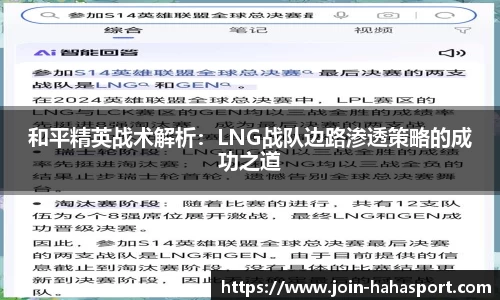 和平精英战术解析：LNG战队边路渗透策略的成功之道